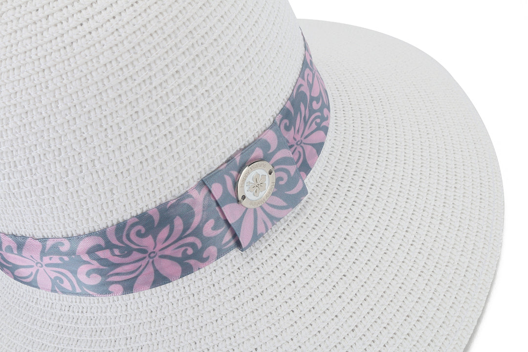 Hat Orchid White Tapa Tiare Pink Grey