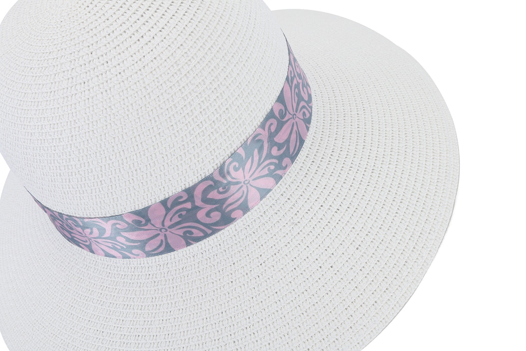Hat Orchid White Tapa Tiare Pink Grey