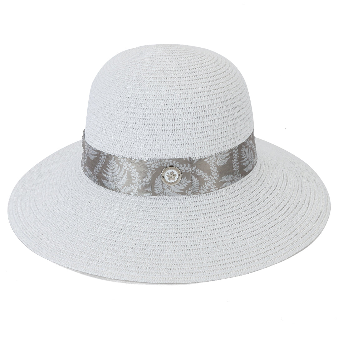 Hat Orchid White Fern Lei Brown