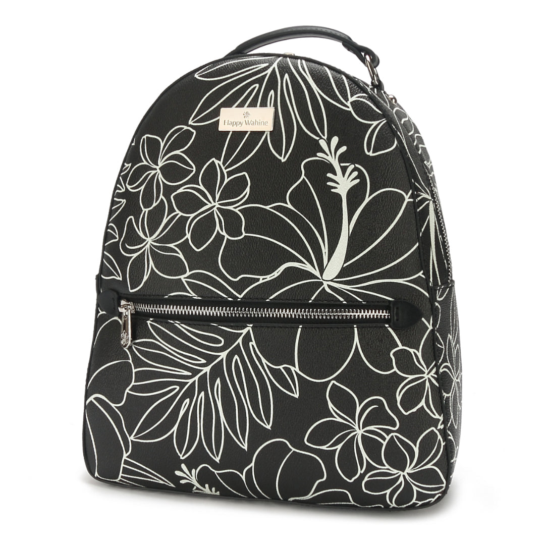 Backpack Donna Hibiscus Lines Black