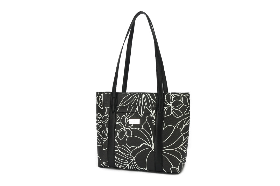 Tote Anny Hibiscus Lines Black