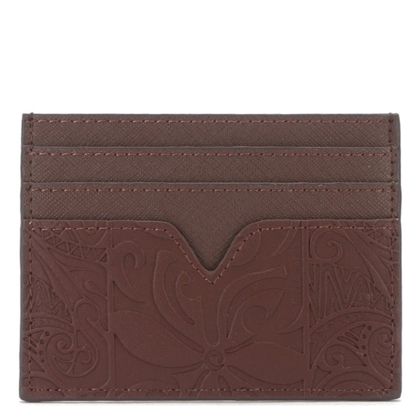 Card Case Meilany Tapa Tiare Embossed Brown
