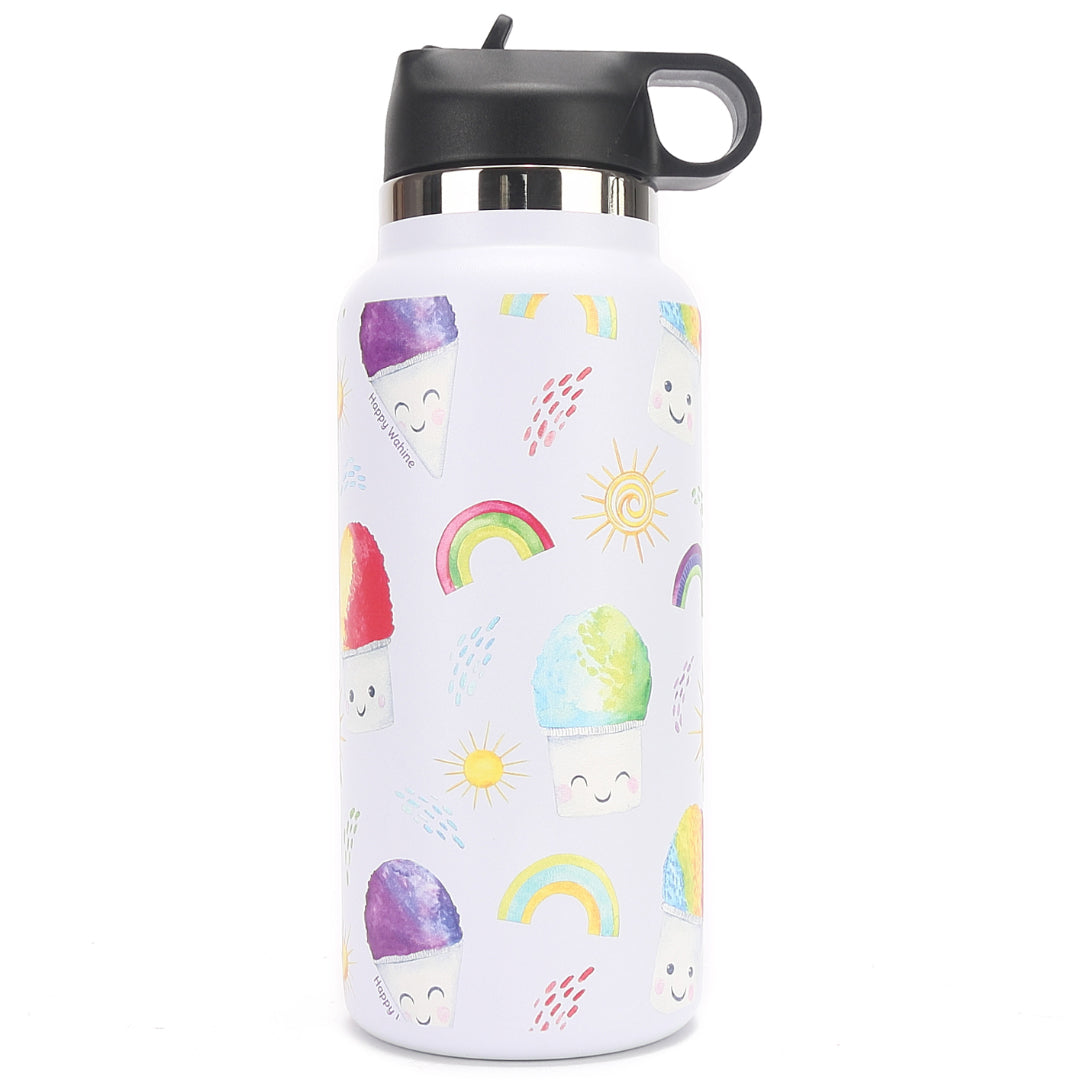 Insulated Water Bottle 32oz Shave Ice White