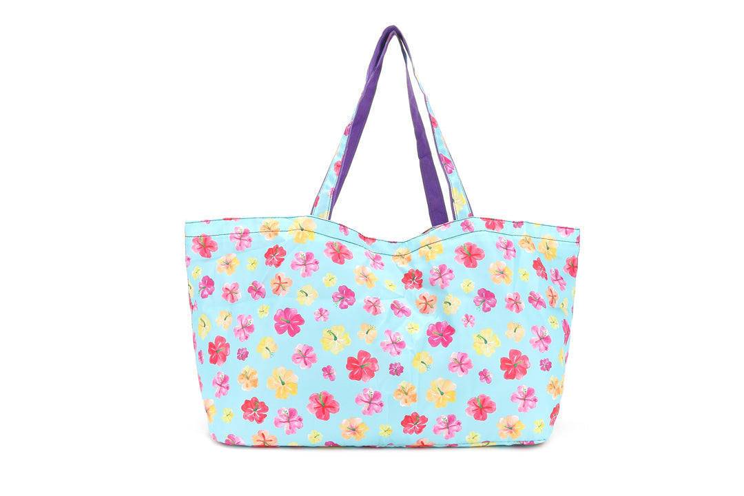 Carry-All Tote Hibiscus Blue