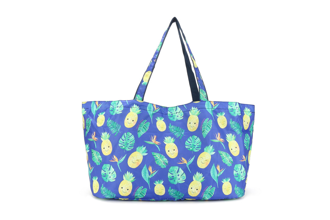 Carry-All Tote Pineapple Monstera Blue