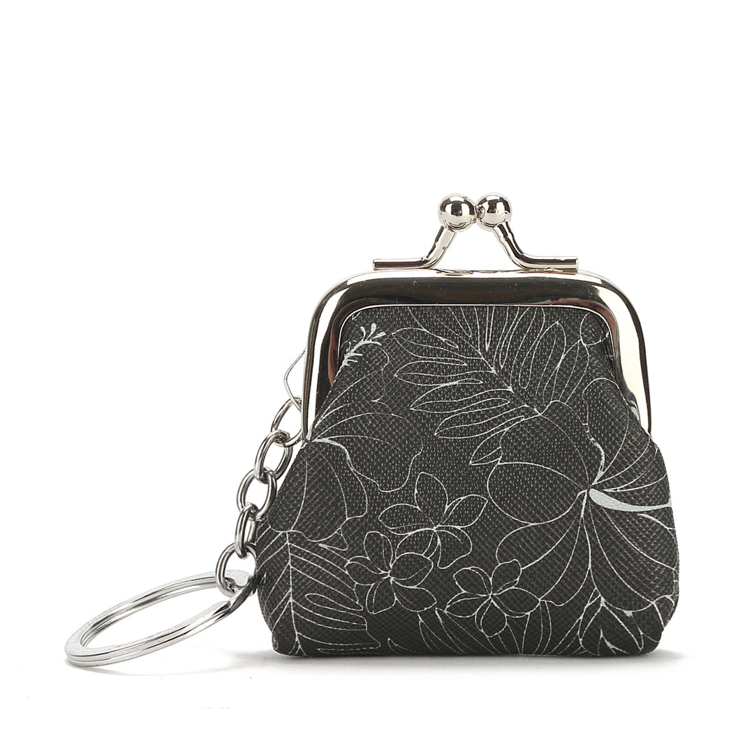 Pouch Coin Small Hibiscus Lines Black