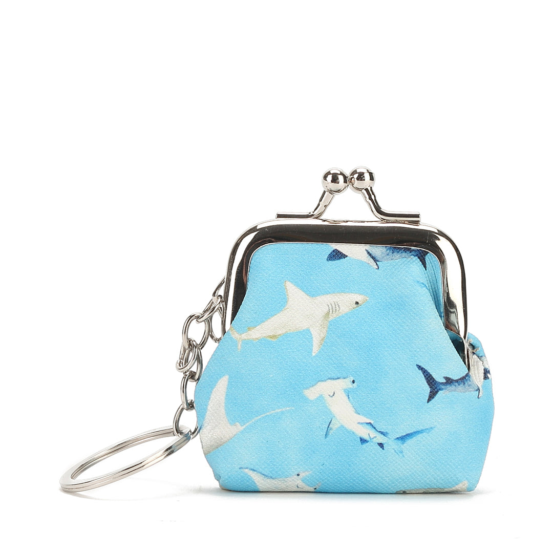 Pouch Coin Small Happy Sharks Blue