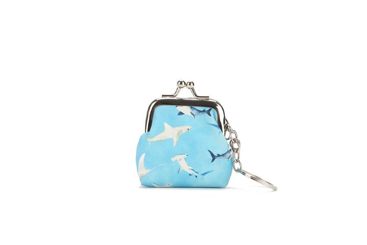 Pouch Coin Small Happy Sharks Blue