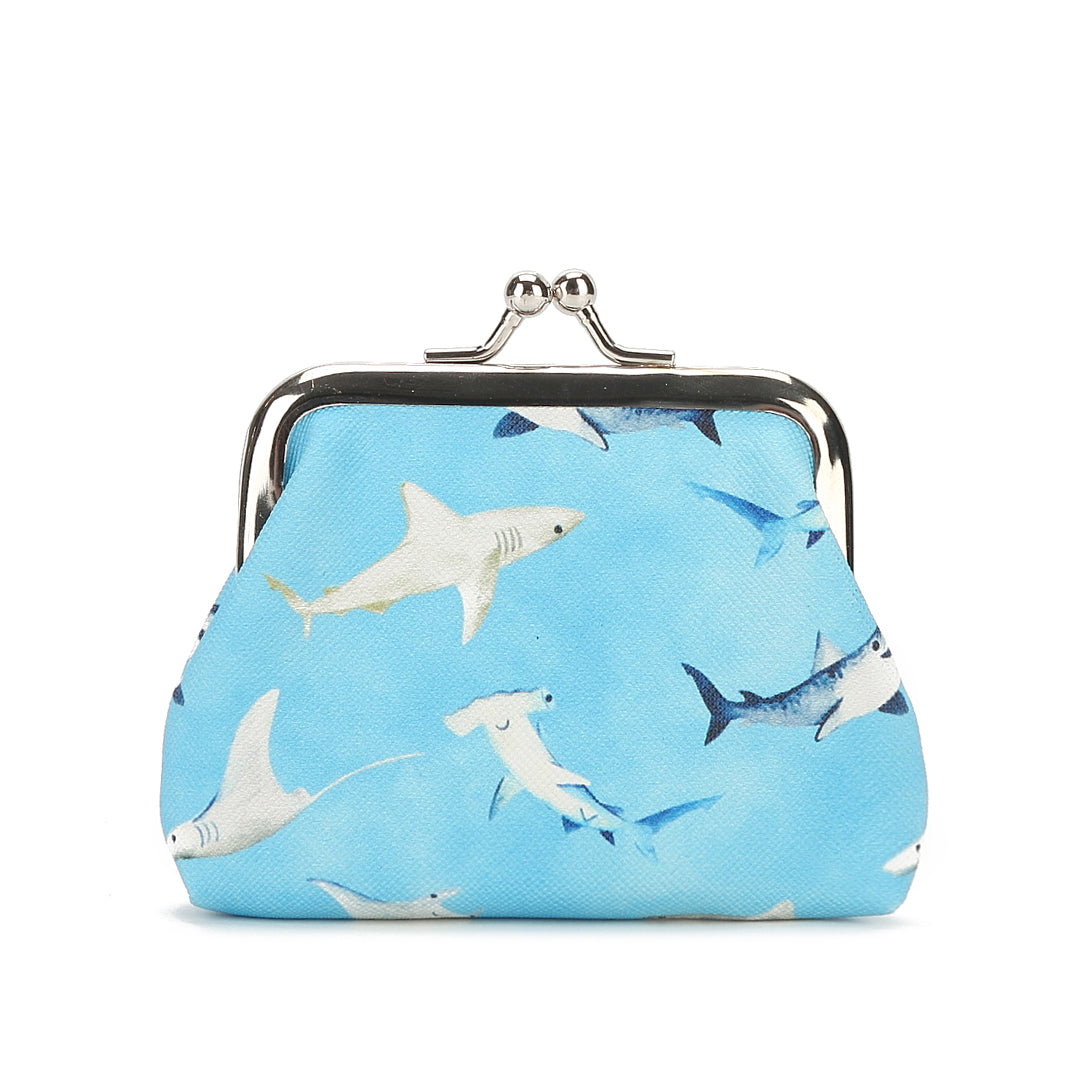 Coin Pouch Large Happy Sharks Blue