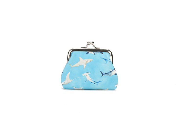 Coin Pouch Large Happy Sharks Blue