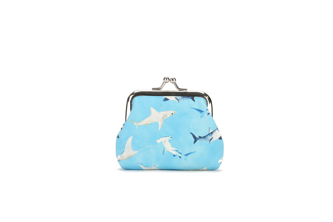 Coin Pouch Large Happy Sharks Blue