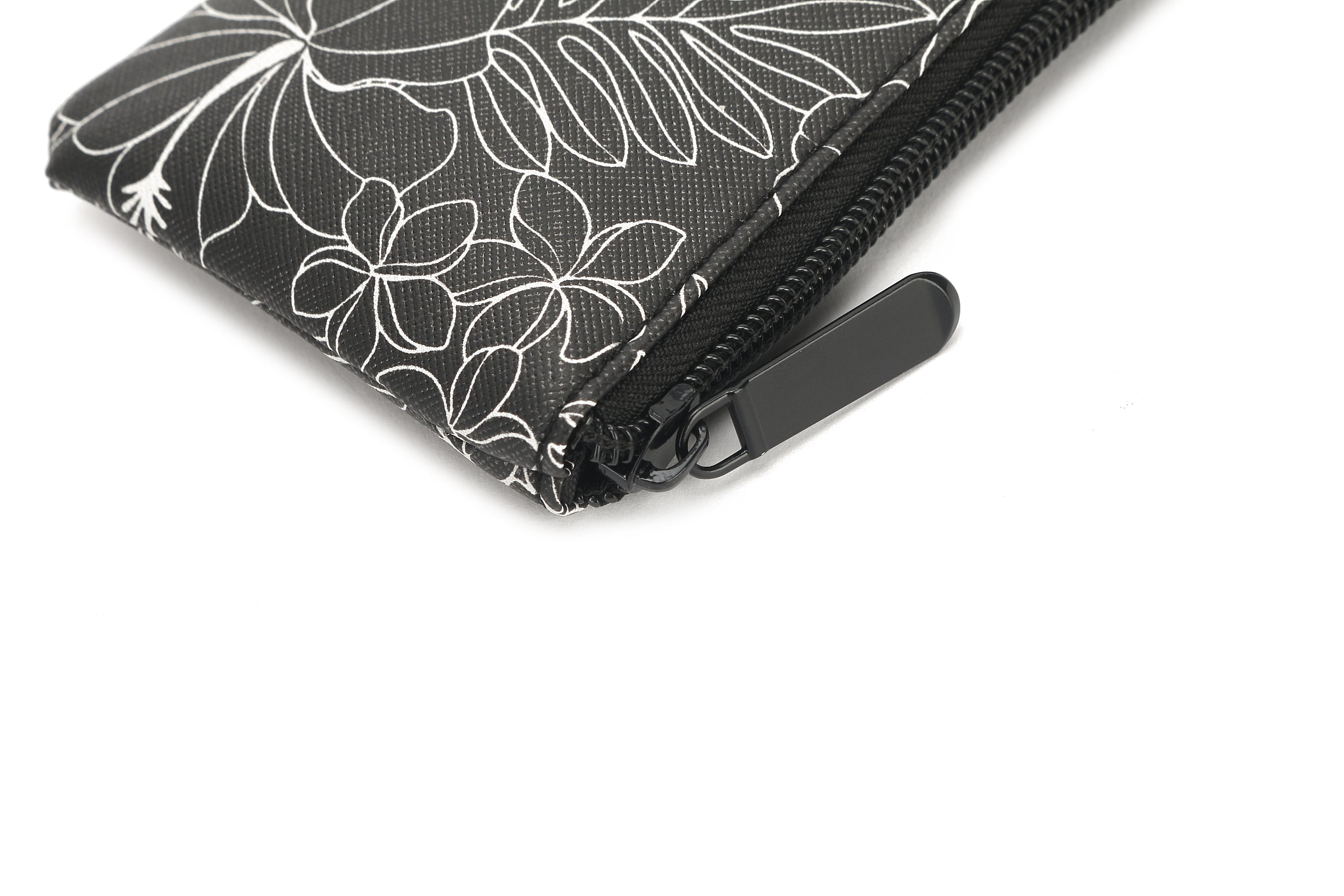 Pouch Zip Small Hibiscus Lines Black
