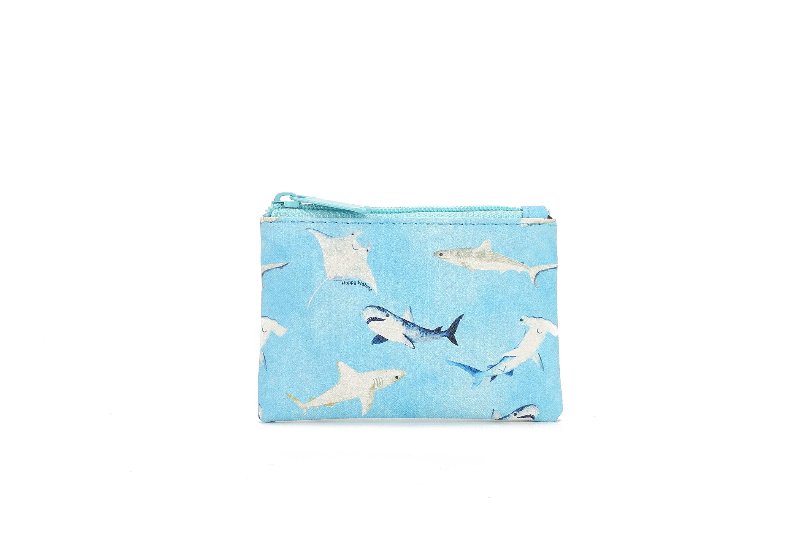 Pouch Zip Small Happy Sharks Blue
