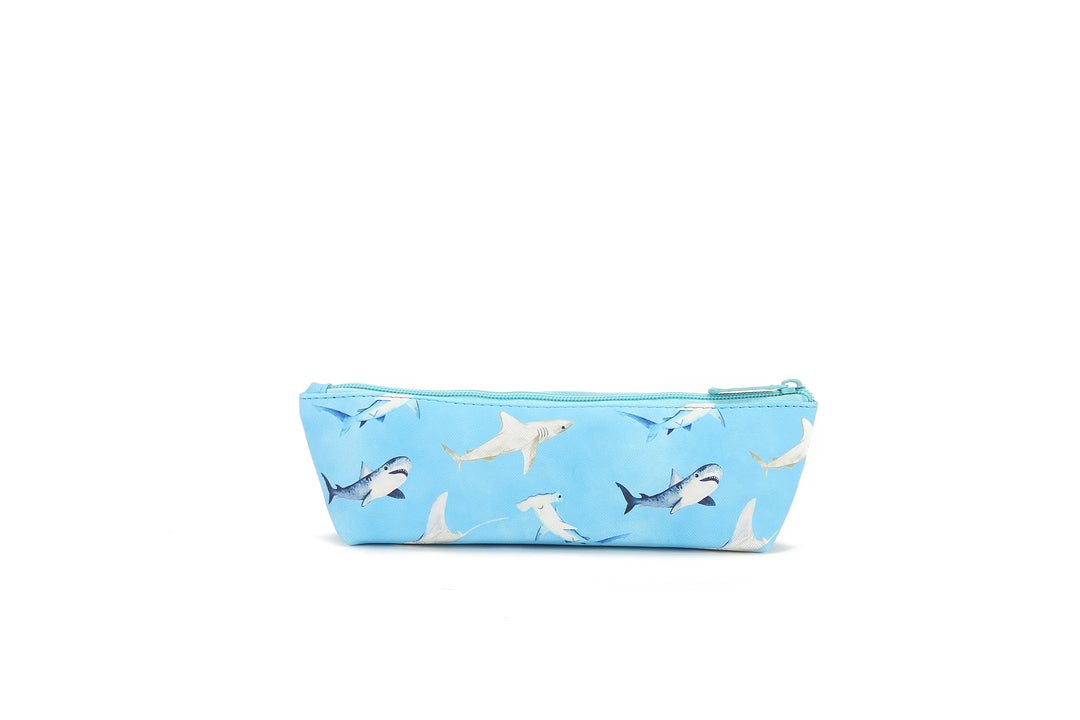 Pouch Pencil Case Happy Sharks Blue