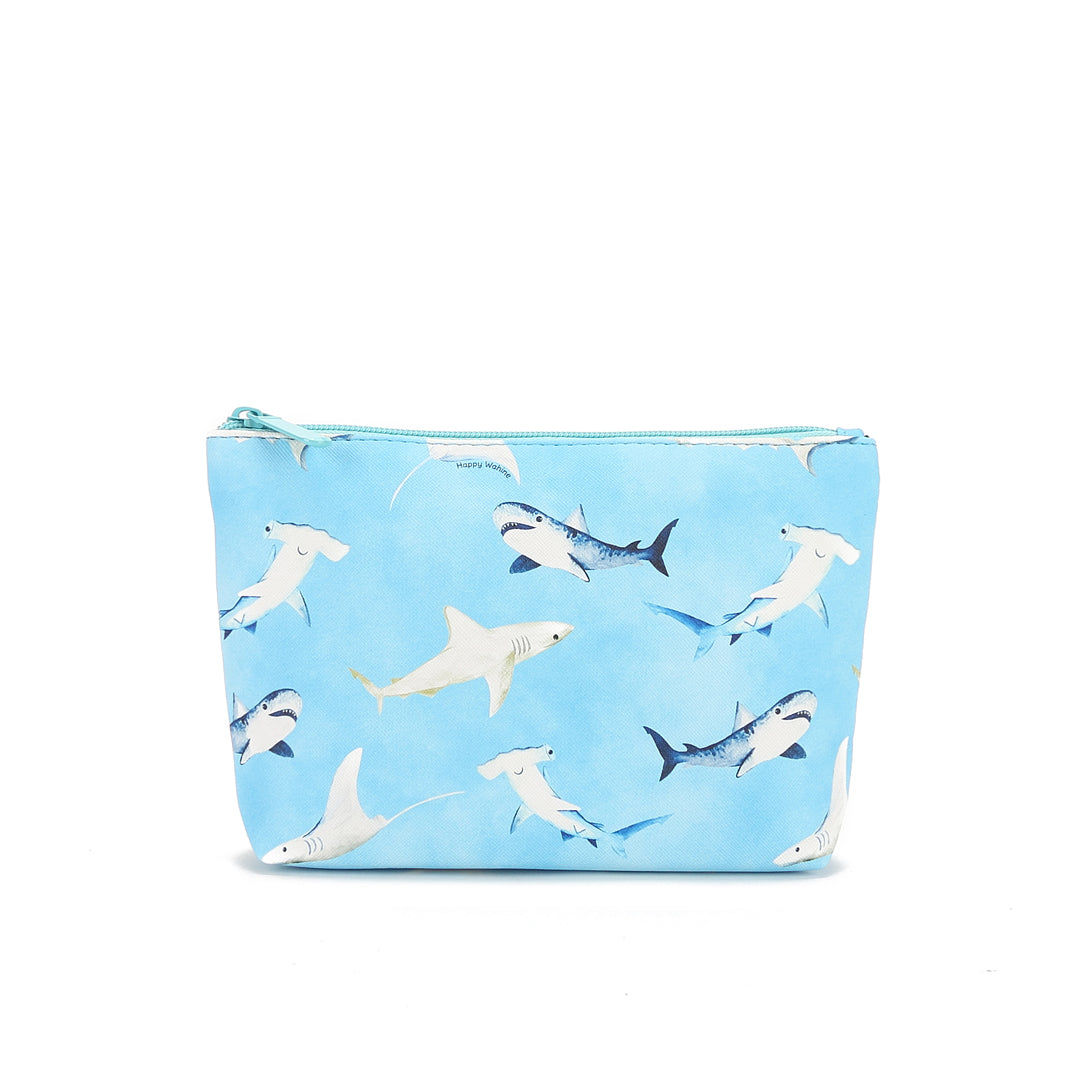 Pouch Gusset Small Happy Sharks Blue