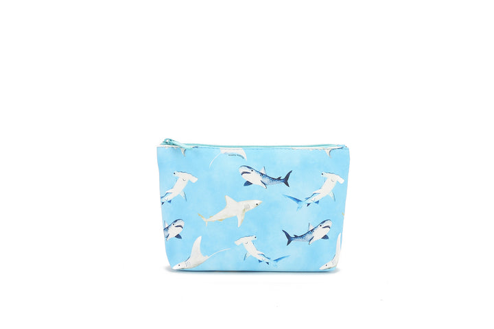 Pouch Gusset Small Happy Sharks Blue