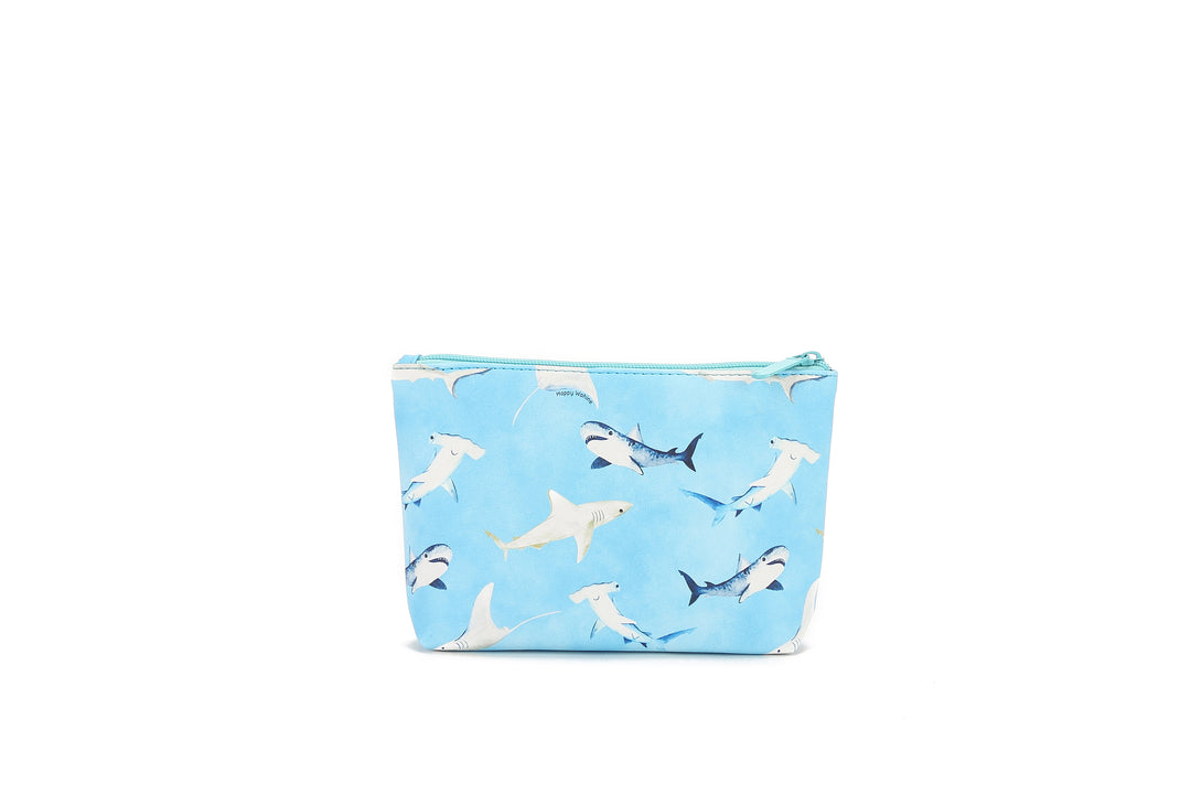 Pouch Gusset Small Happy Sharks Blue