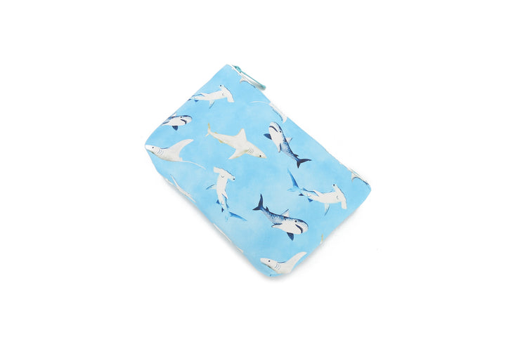 Pouch Gusset Small Happy Sharks Blue