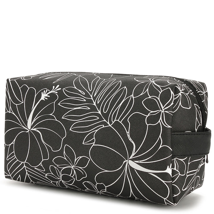 Cosmetic Pouch Hibiscus Lines Black