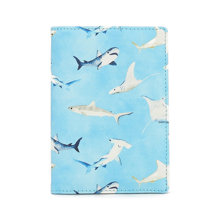Passport Case Happy Sharks Blue