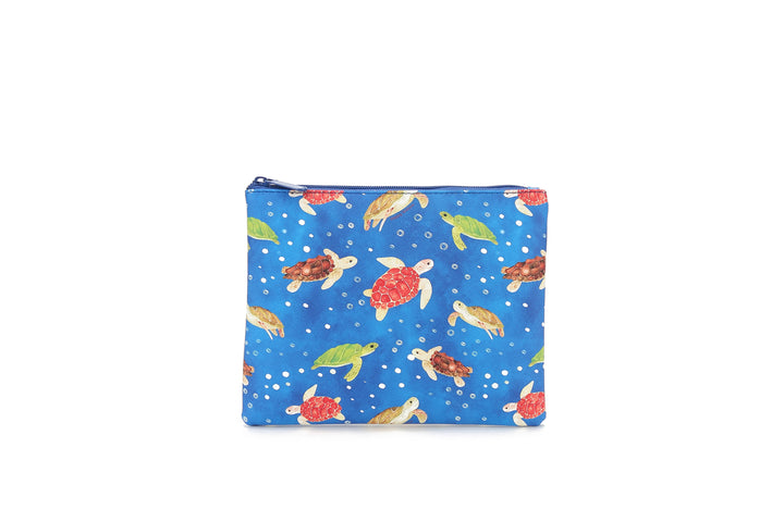 Pouch Zip Medium Local Turtles Blue