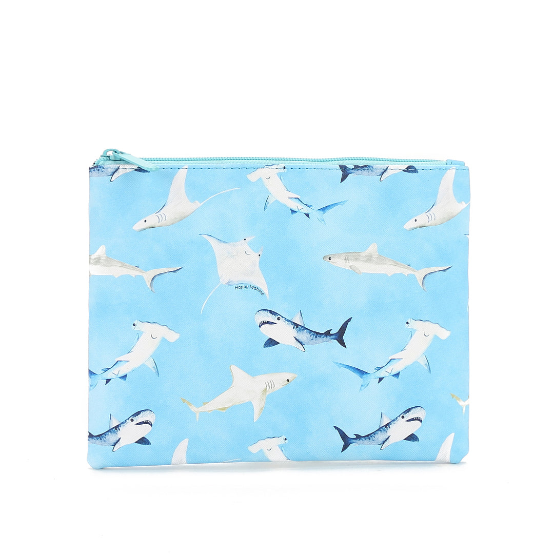 Pouch Zip Medium Happy Sharks Blue