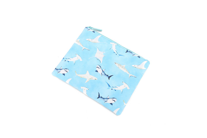 Pouch Zip Medium Happy Sharks Blue