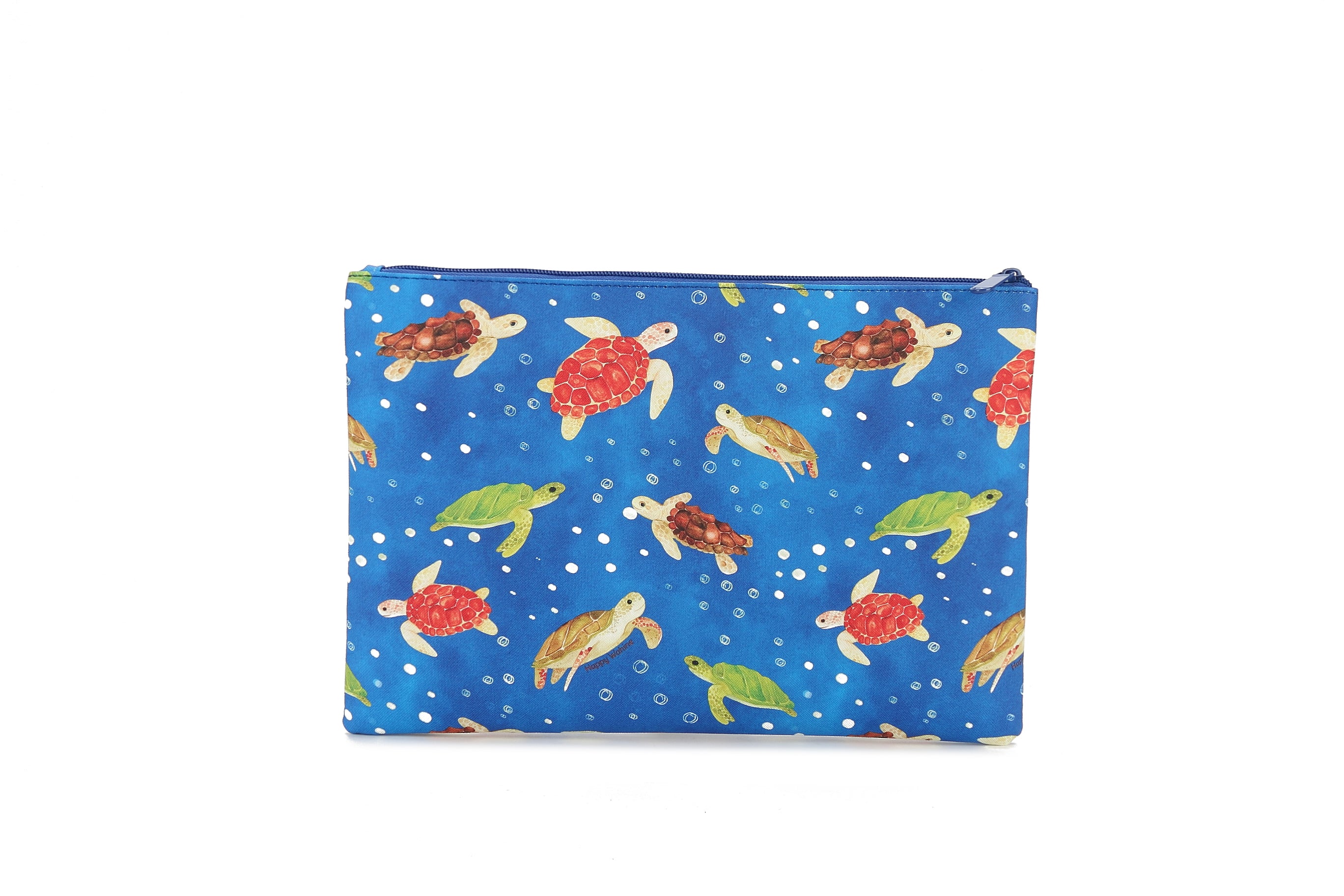 Pouch Zip Large Local Turtles Blue
