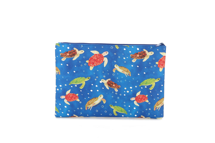 Pouch Zip Large Local Turtles Blue