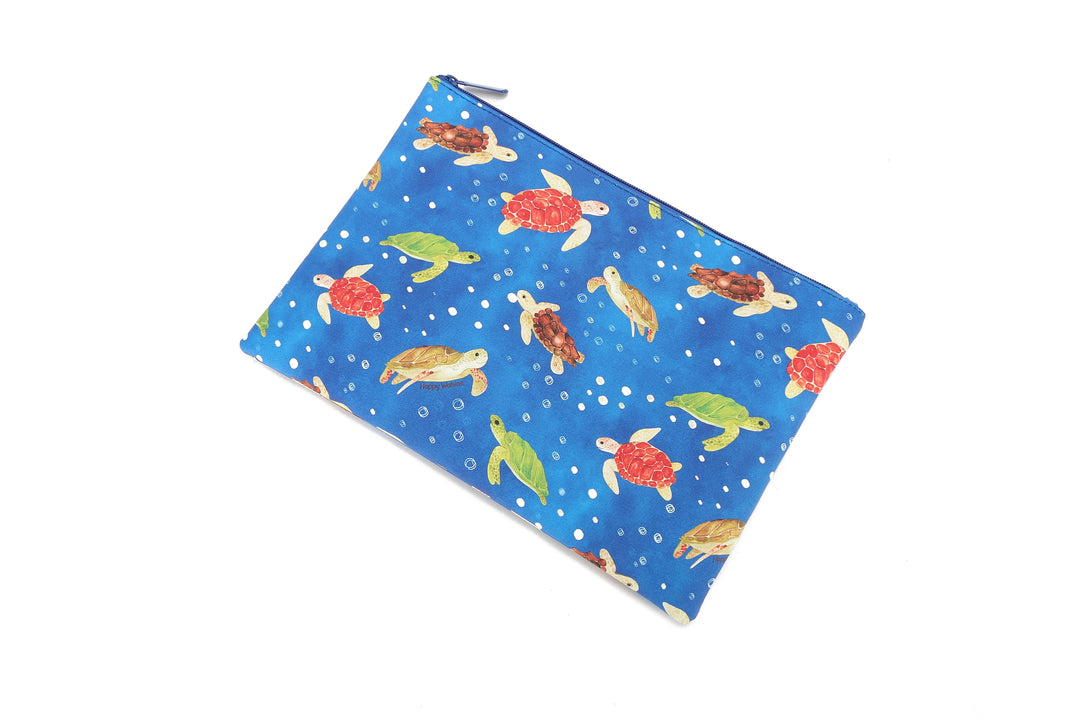 Pouch Zip Large Local Turtles Blue