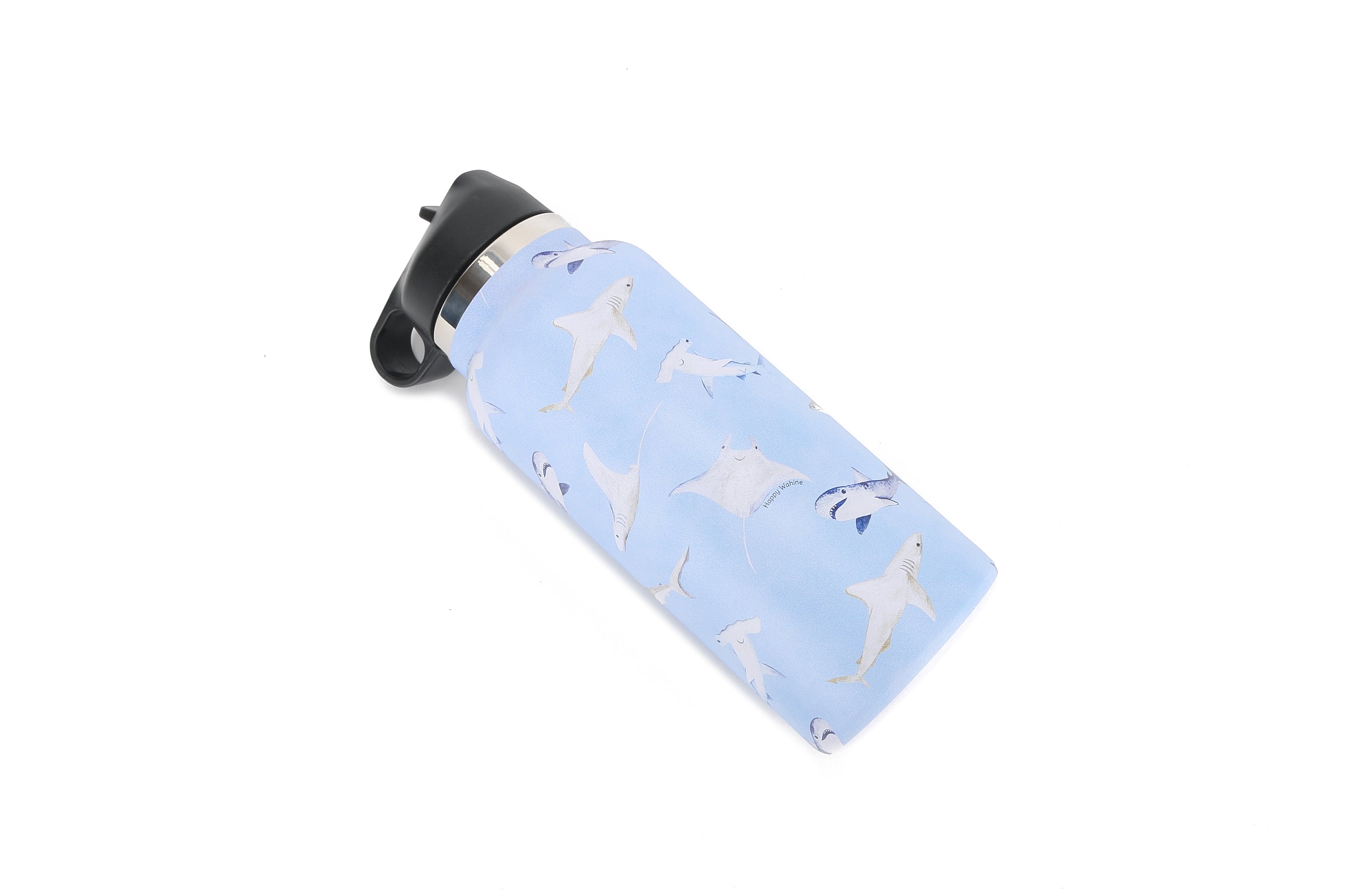 Insulated Water Bottle 32oz Happy Sharks Blue