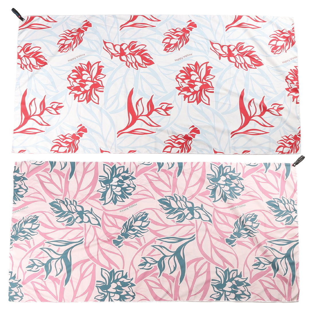 Sand-free Reversible Beach Towel Heliconia Pink Heliconia Blue