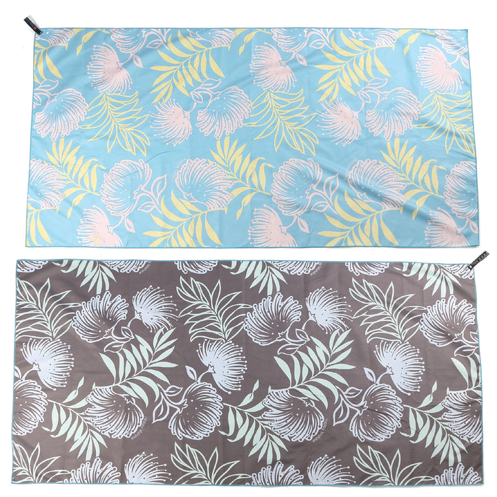 Sand-free Reversible Beach Towel Lehua Grey Lehua Blue