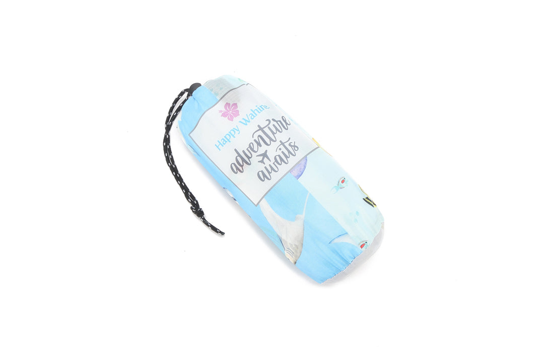 Sand-free Reversible Beach Towel Happy Sharks Blue Fish ʻOhana Blue