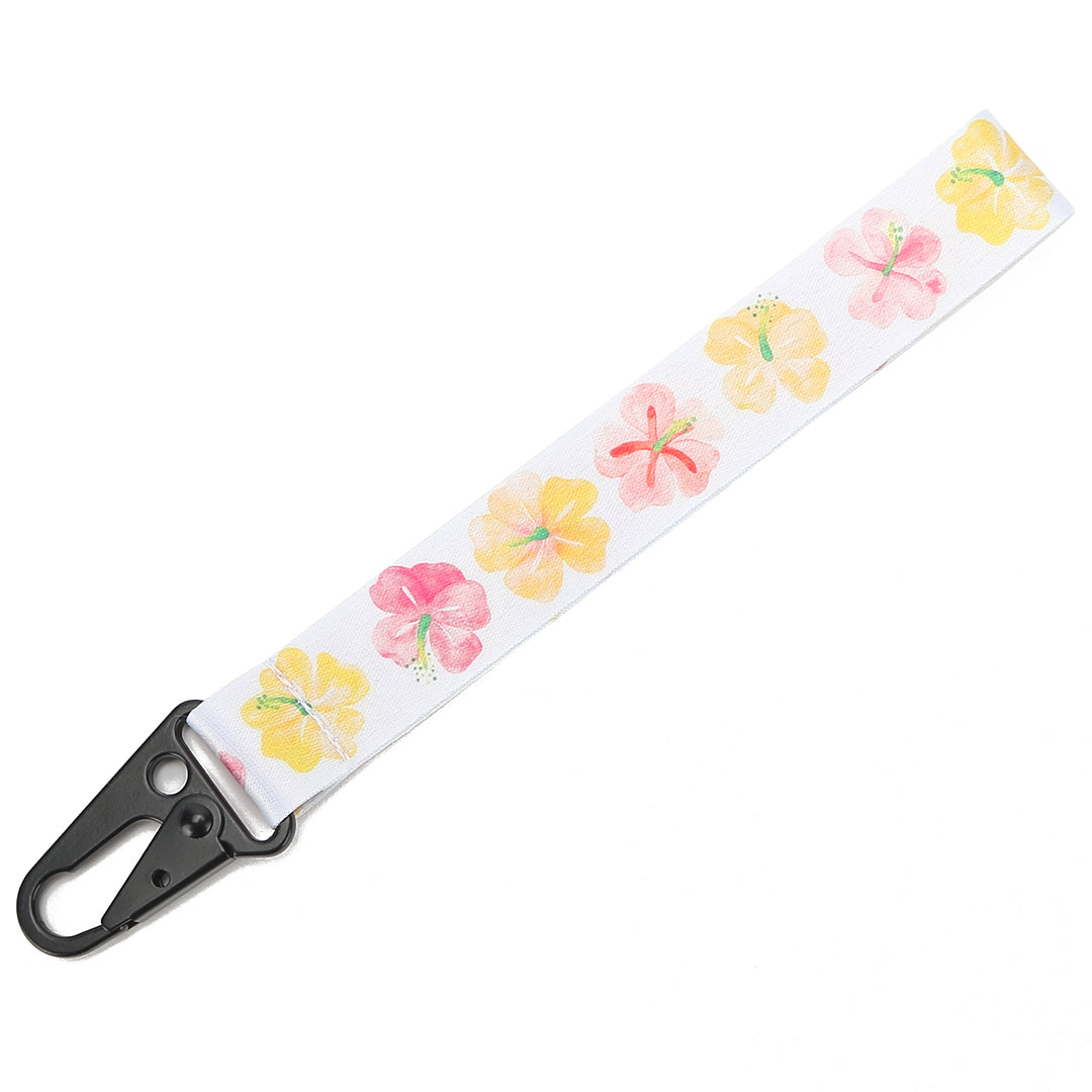 Lanyard Short Watercolor Hibiscus White