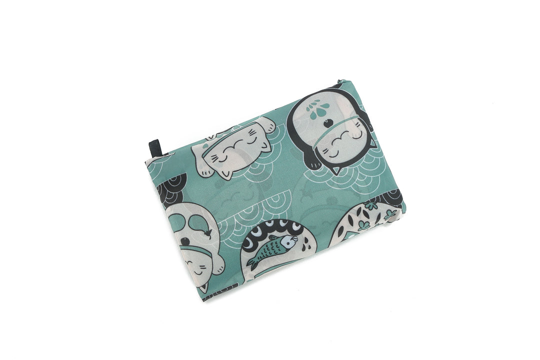 Foldable Bag Jackie Lucky Cat Teal
