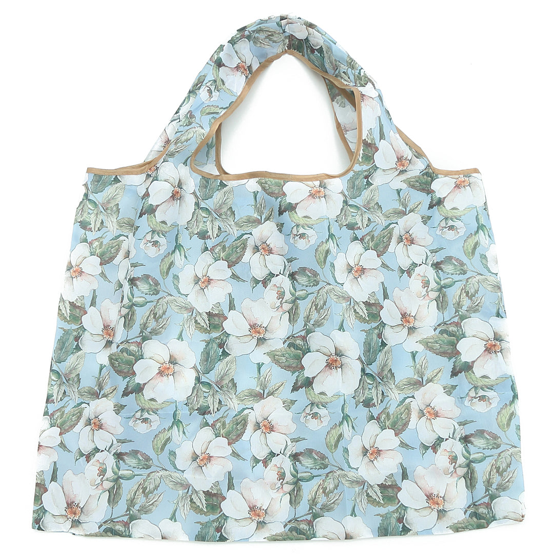 Foldable Bag Jackie Hibiscus White Blue