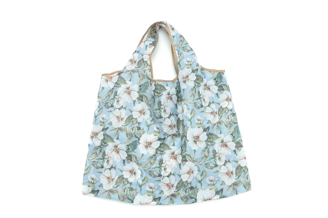 Foldable Bag Jackie Hibiscus White Blue