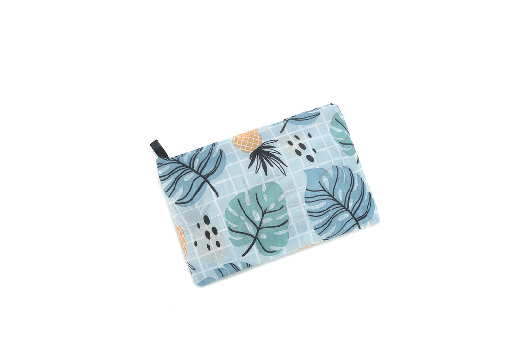 Foldable Bag Jackie Monstera Squares Blue