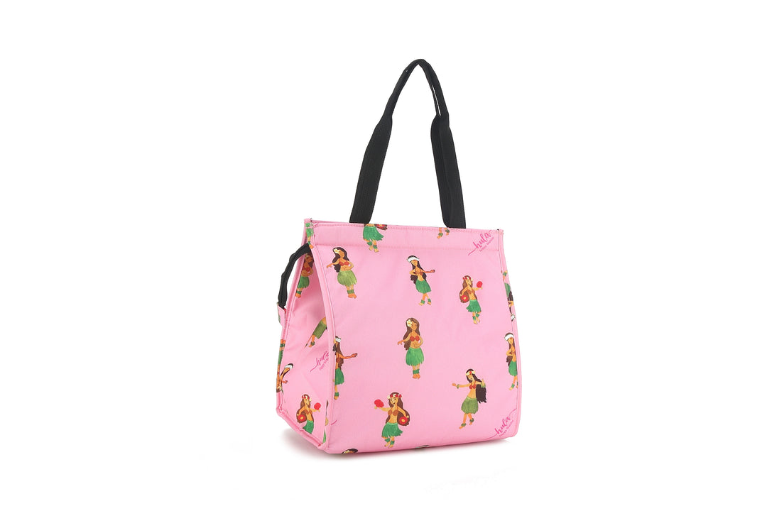 Insulated Lunch Tote Small Hula Girl Pink