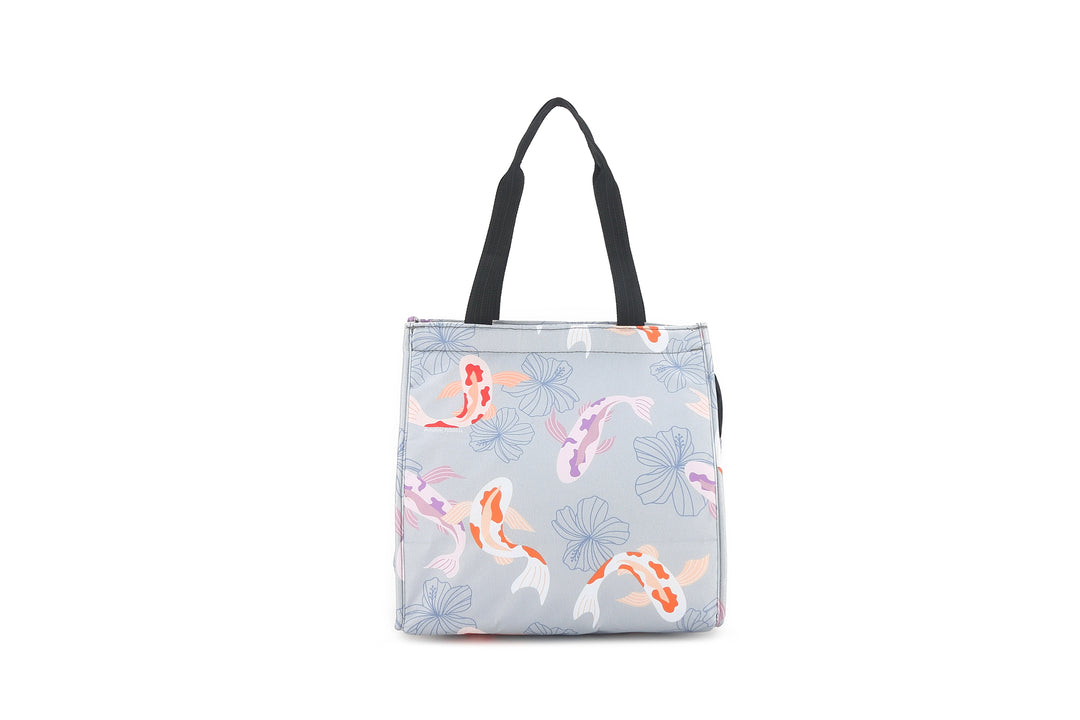 Insulated Lunch Tote Small Koi Grey