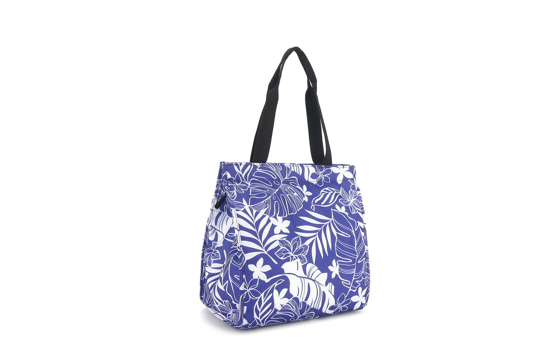 Insulated Lunch Tote Small Monstera Plumeria Purple