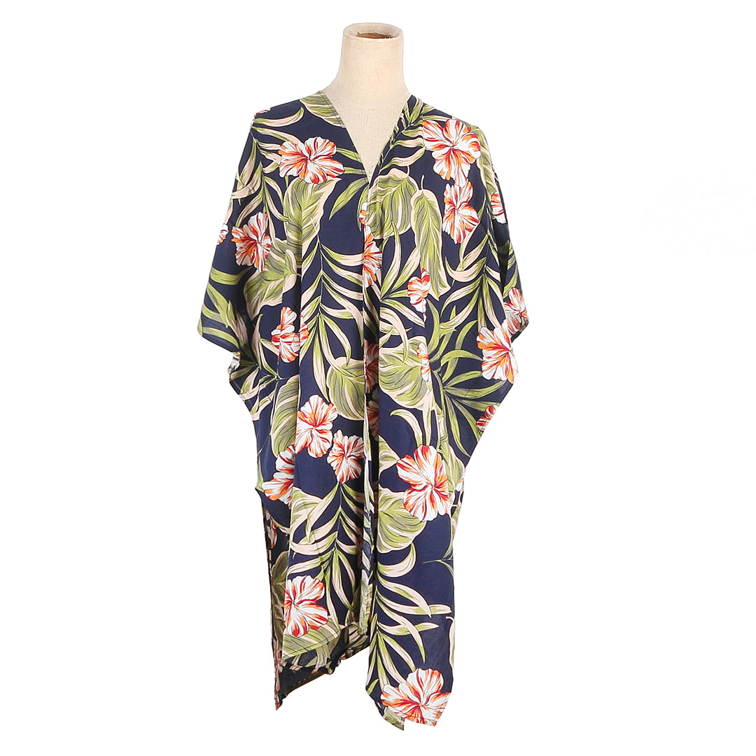 Coverup Nikki Hibiscus Monstera Navy