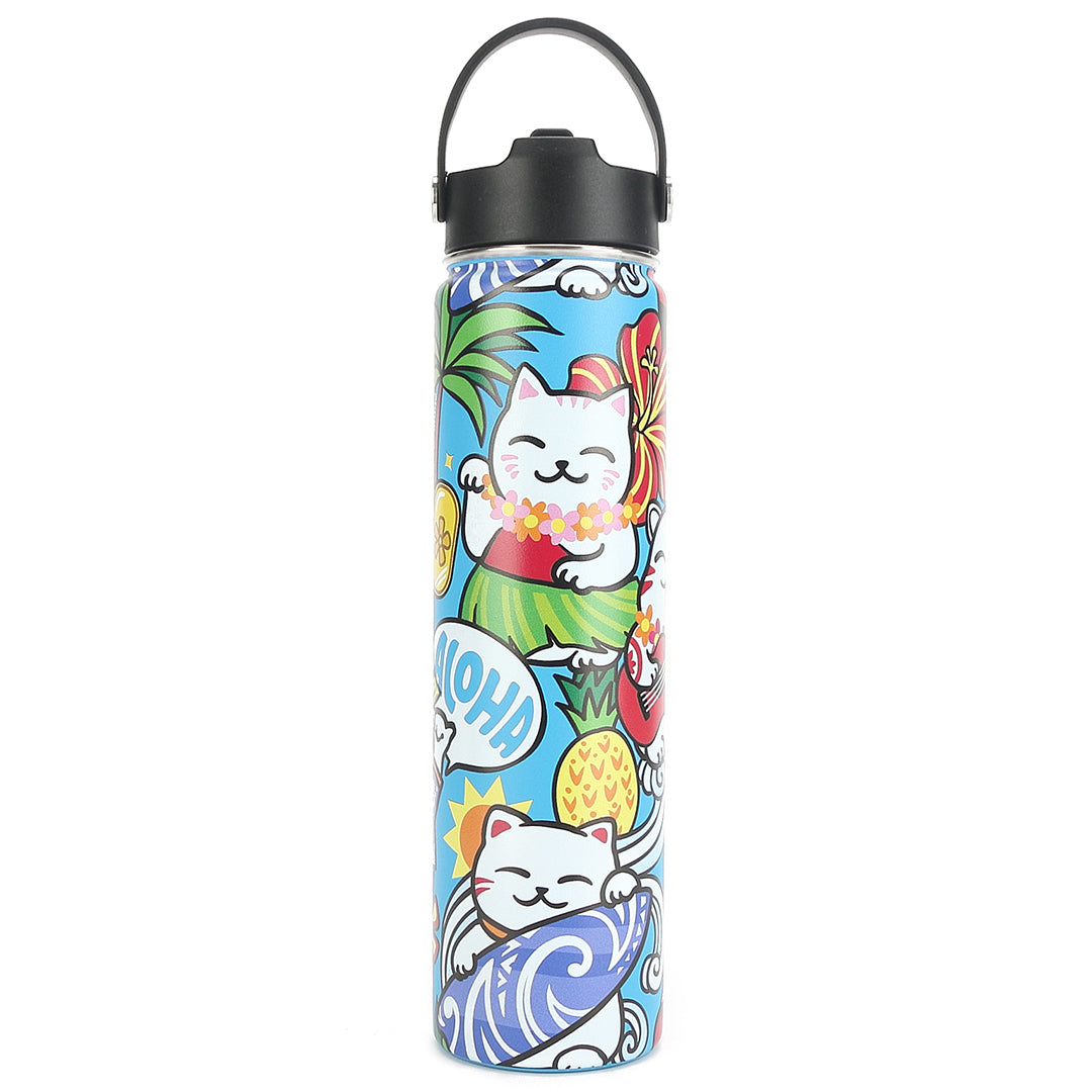 Insulated Water Bottle 24oz Neko Teal