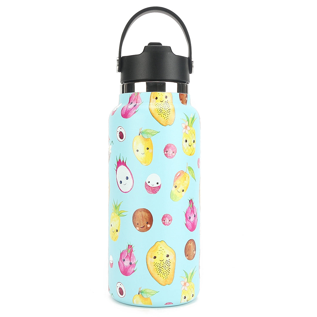Insulated Water Bottle 32oz Fruits Hawaii Lavender
