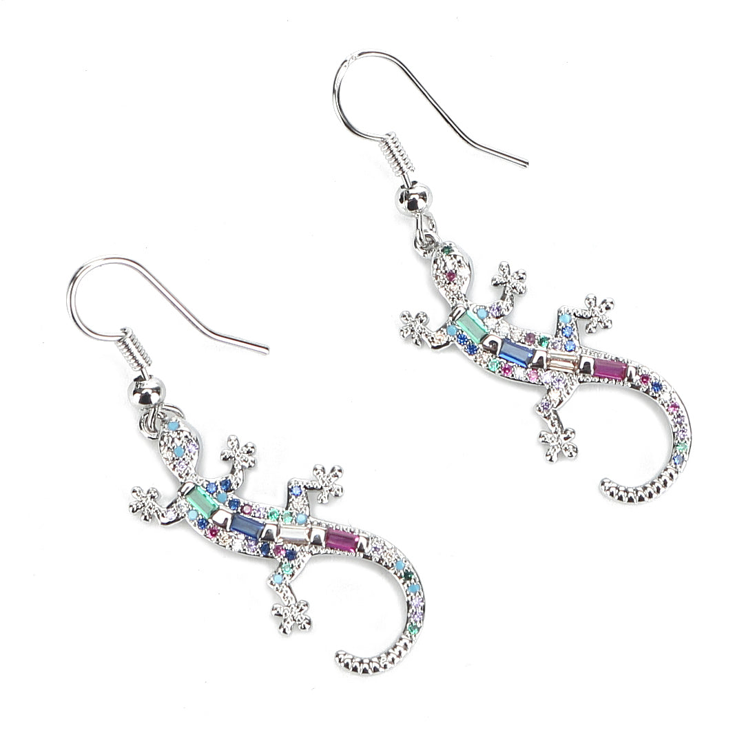 JW Crystal Earring Gecko Silver