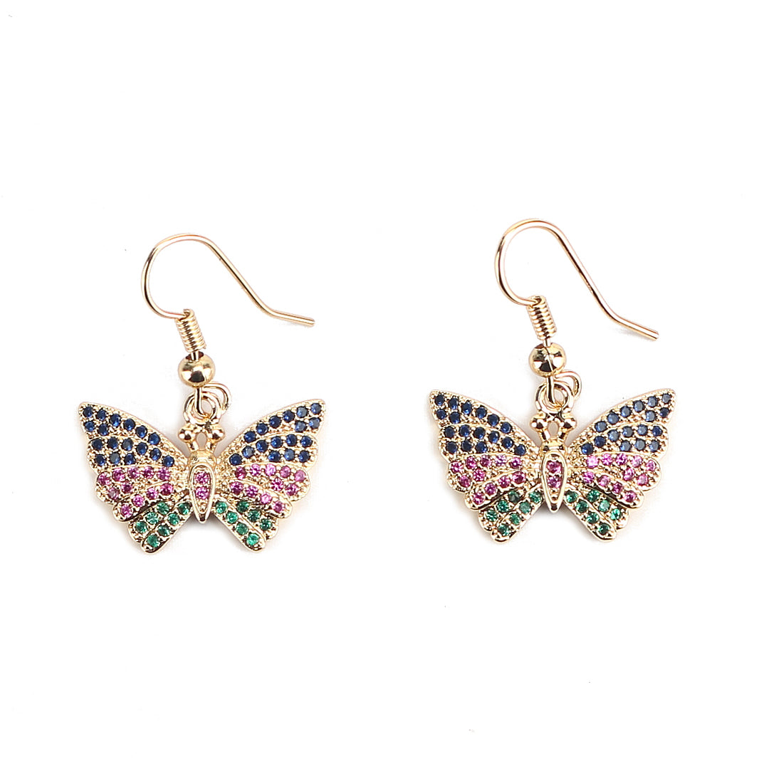 JW Crystal Earring Butterfly Gold