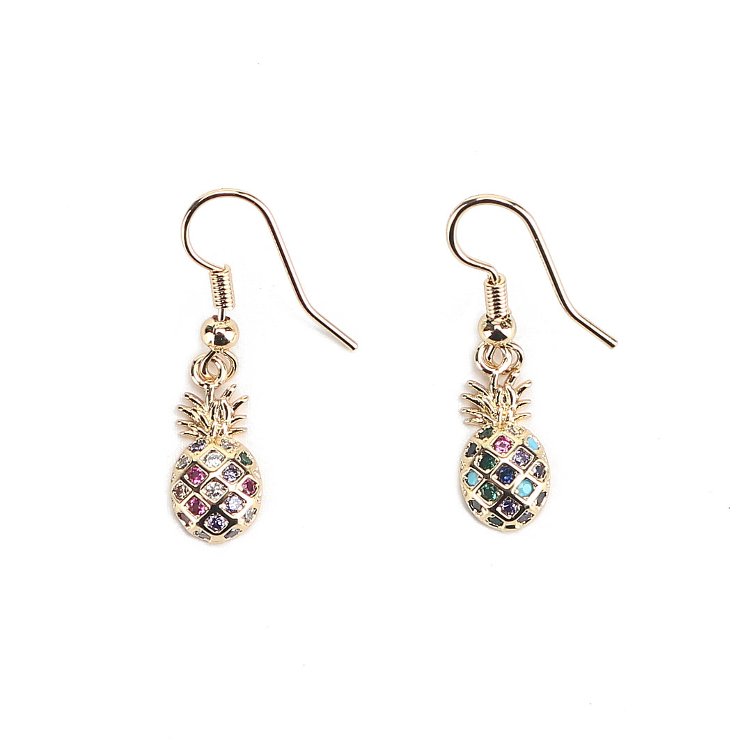 JW Crystal Earring Pineapple Small Gold
