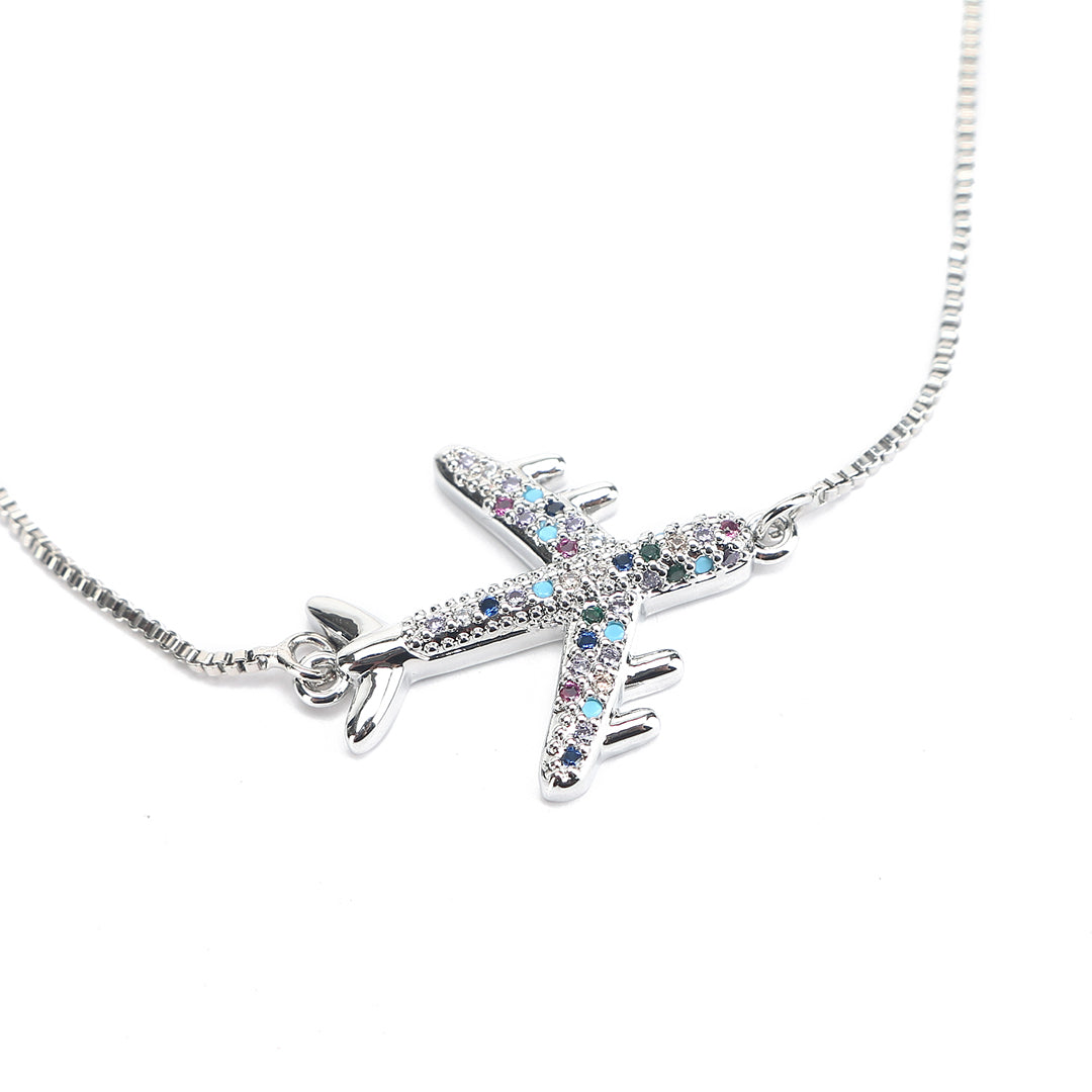 JW Crystal Bracelet Airplane Silver