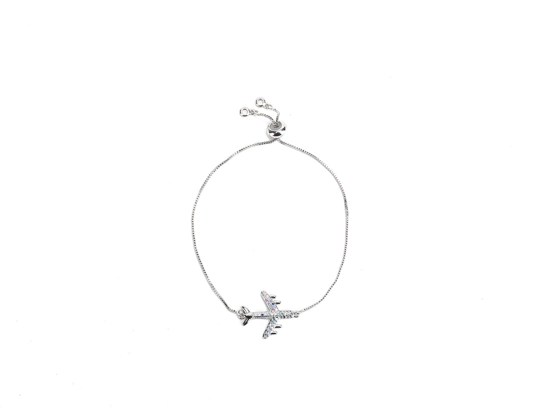 JW Crystal Bracelet Airplane Silver